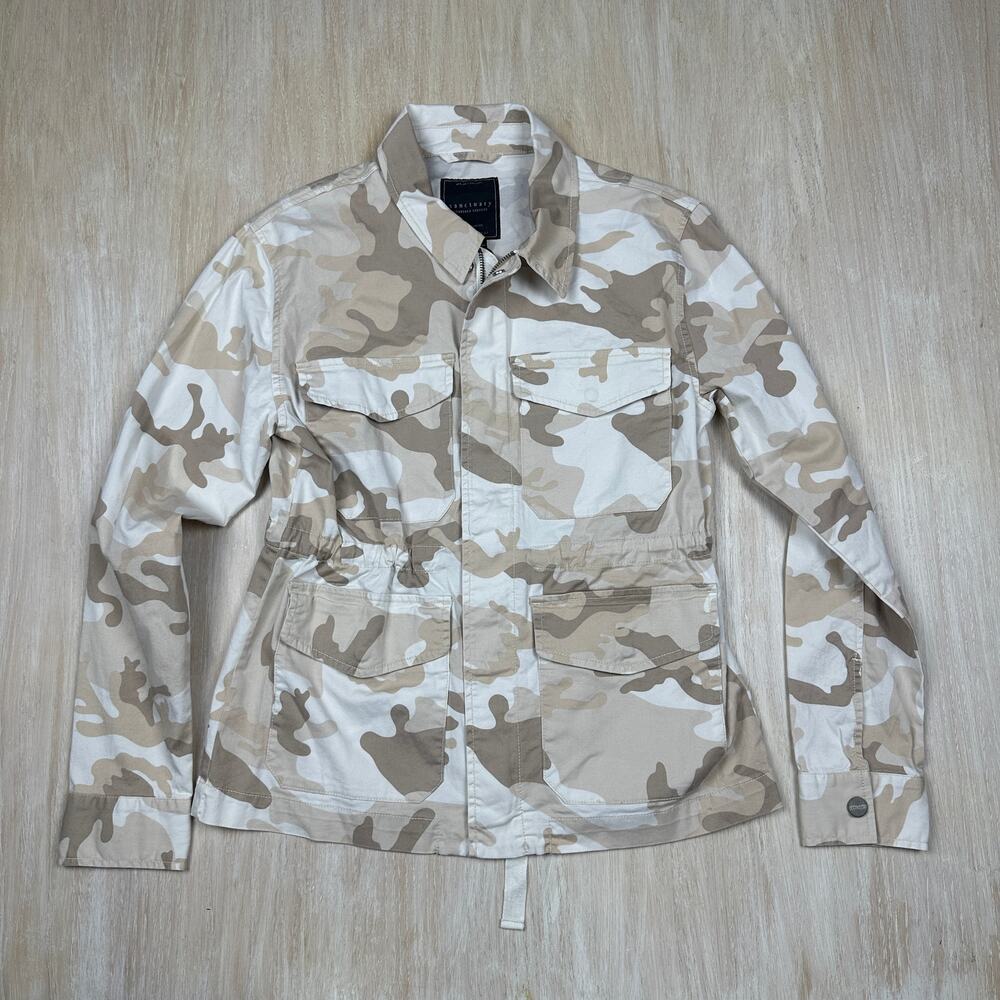 NWT Sanctuary Beige Ivory Camo Drawstring Coastal Casual Utility Jacket XS